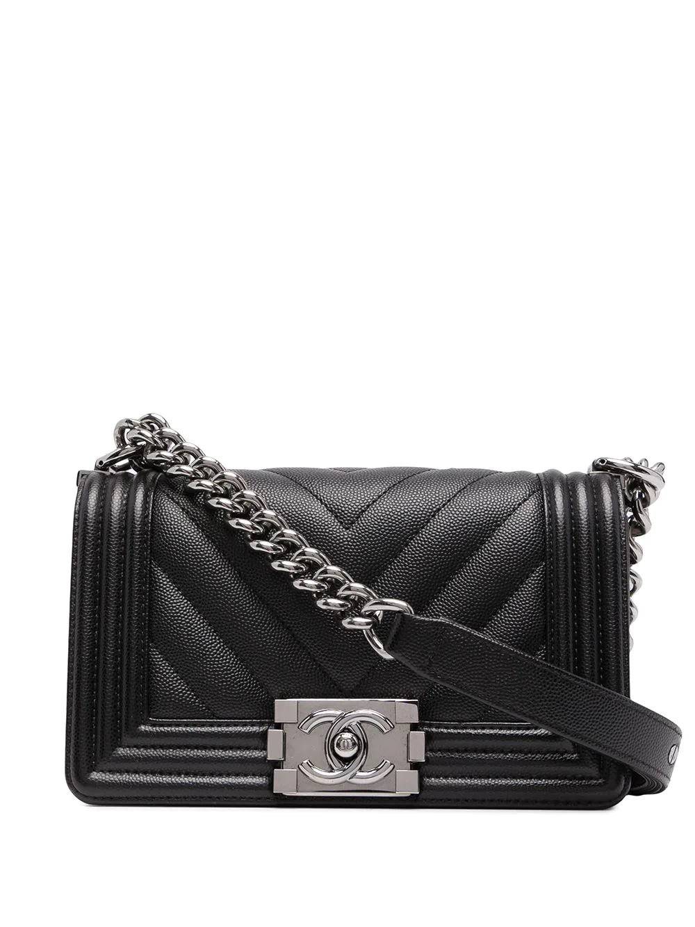 TÚI Chanel Boy black caviar shoulder bag