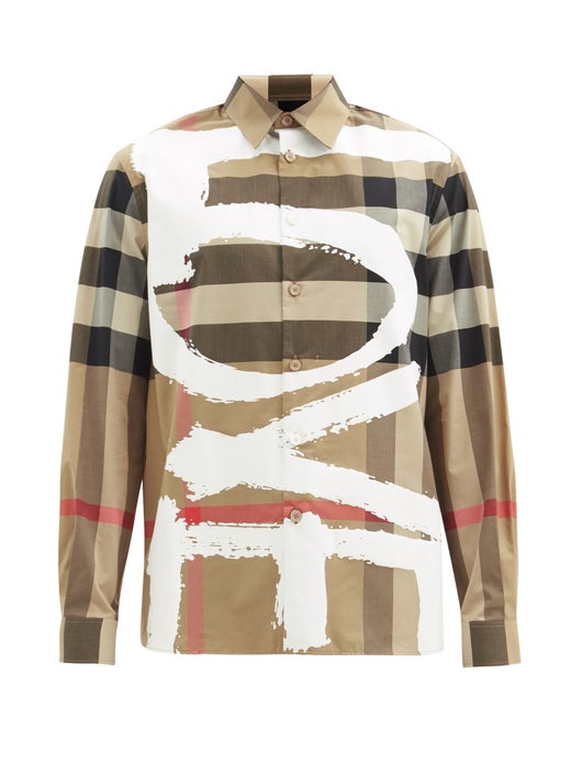 Áo sơ mi nam Burberry màu trắng kẻ vân chìm dài tay siêu cấp Like Authentic  