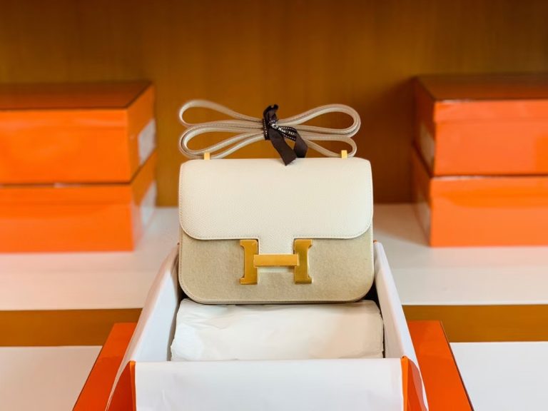 Túi Hermes Constance Epsom Creamy White Gold Hardware Handmade khâu tay 18cm