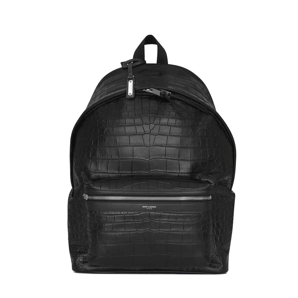 BALO Saint Laurent YSL City Backpack in Crocodile-Embossed Leather