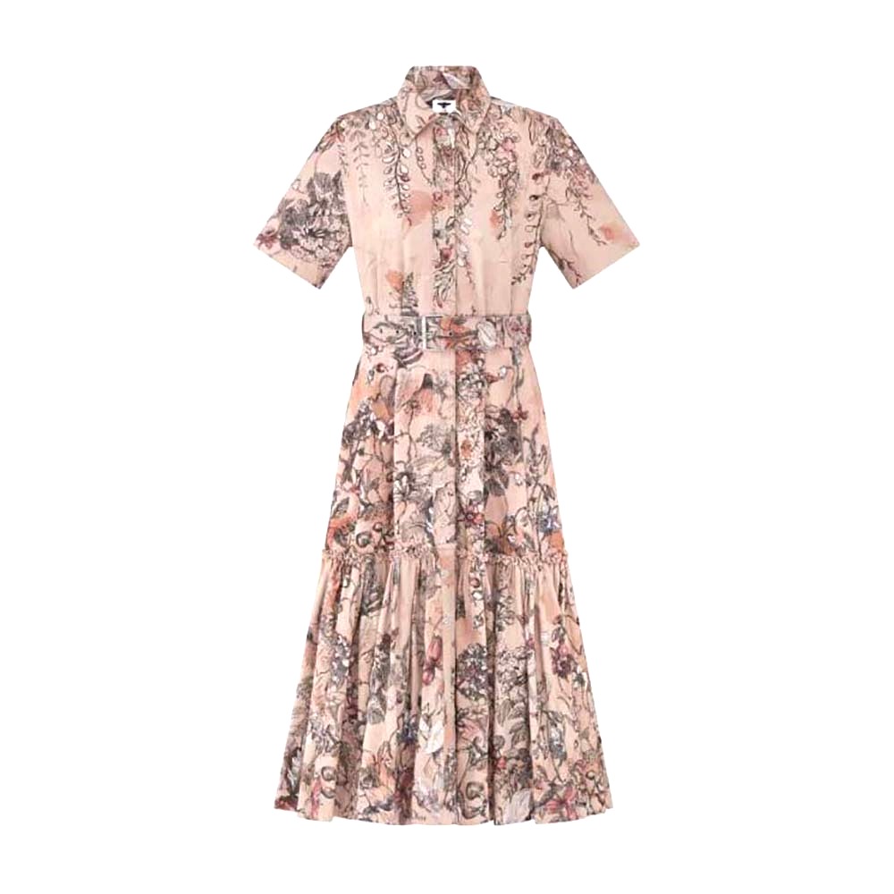 VÁY DIOR  Belt Rose Des Vents Cotton Denim with Dior Jardin Magique Motif