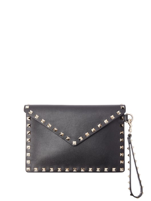 TÚI VALENTINO GARAVANI Rockstud grained-leather envelope pouch