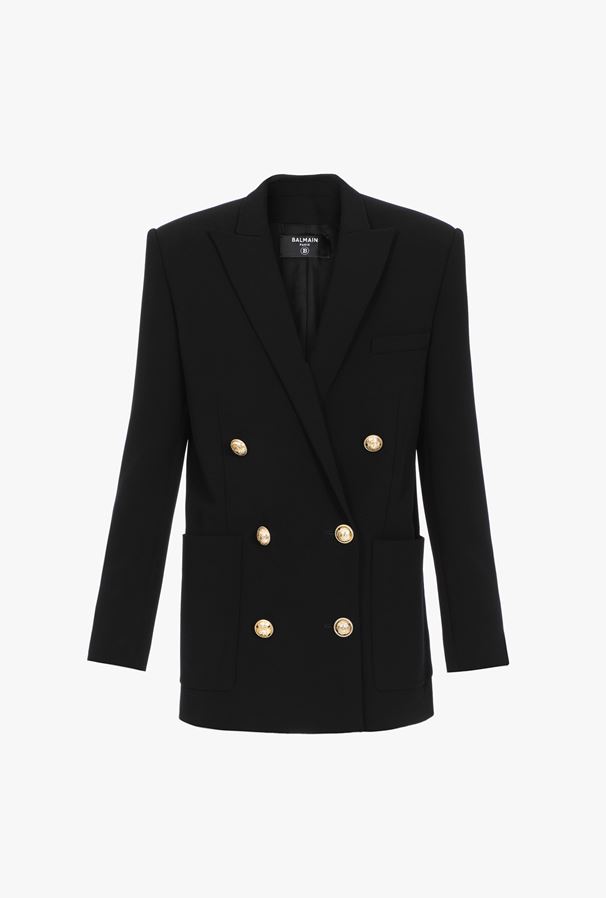 ÁO BALMAIN Black blazer with gold-tone double-breasted