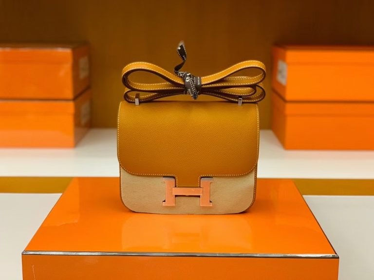 Túi Hermes Constance Epsom Golden Silver Hardware Handmade khâu tay 18cm