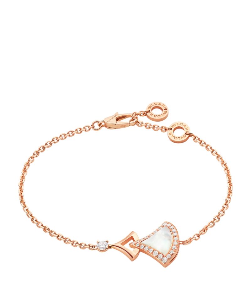 Vòng tay BVLGARI Rose Gold, Diamond and Mother-of-Pearl Divas’ Dream Bracelet vàng hồng 18K