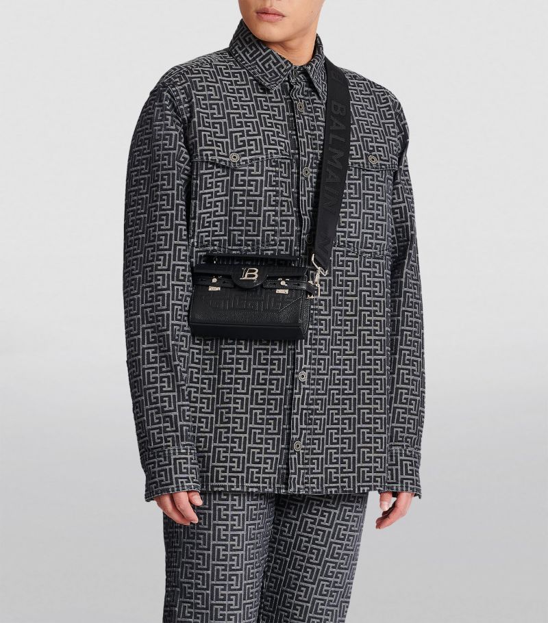 TÚI BALMAIN Embossed Leather B-Buzz 19 Cross-Body Bag