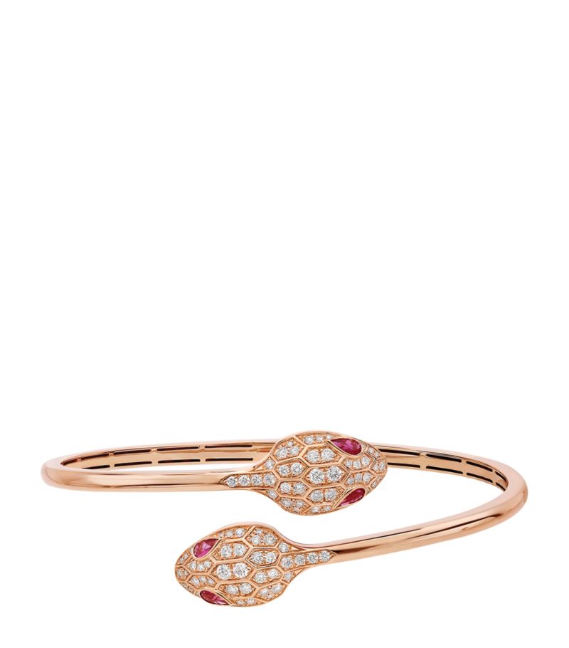 Vòng tay BVLGARI Rose Gold, Diamond And Rubellite Serpenti Bracelet vàng hồng 18K