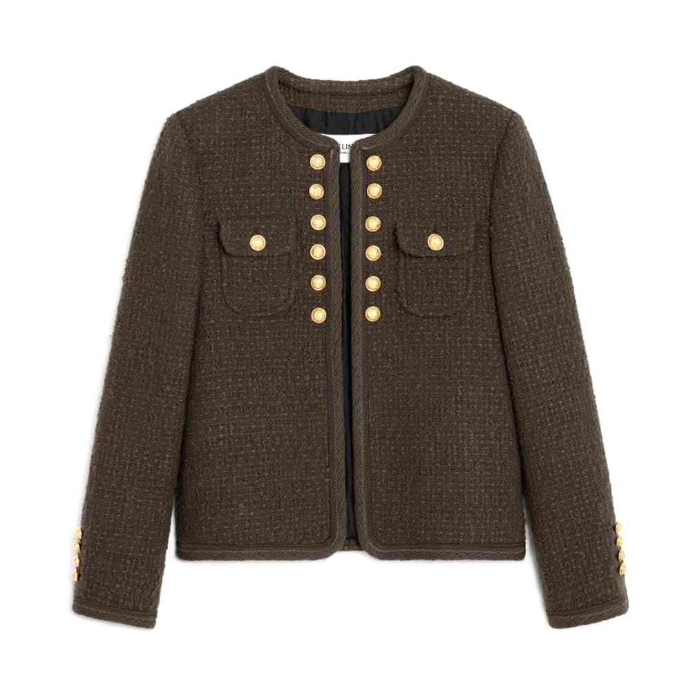 ÁO CELINE Women Chelsea Jacket in Bouclette Natté-Green