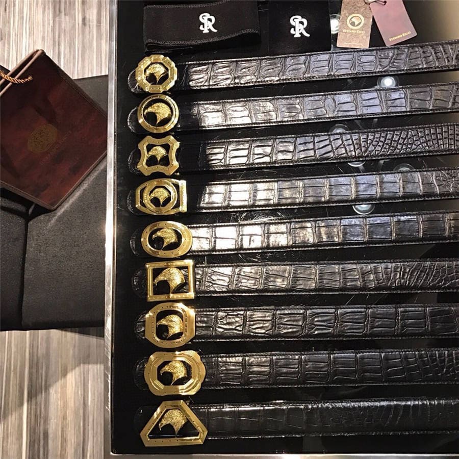 DÂY LƯNG STEFANO RICCI CROCODILE LEATHER DA CÁ SẤU Belt Khóa vàng