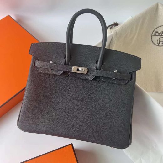 Túi Hermes Birkin Togo Graphite grey Silver Hardware Handmade khâu tay 25cm