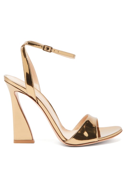 GIÀY GIANVITO ROSSI Aura flared-heel metallic patent-leather sandals