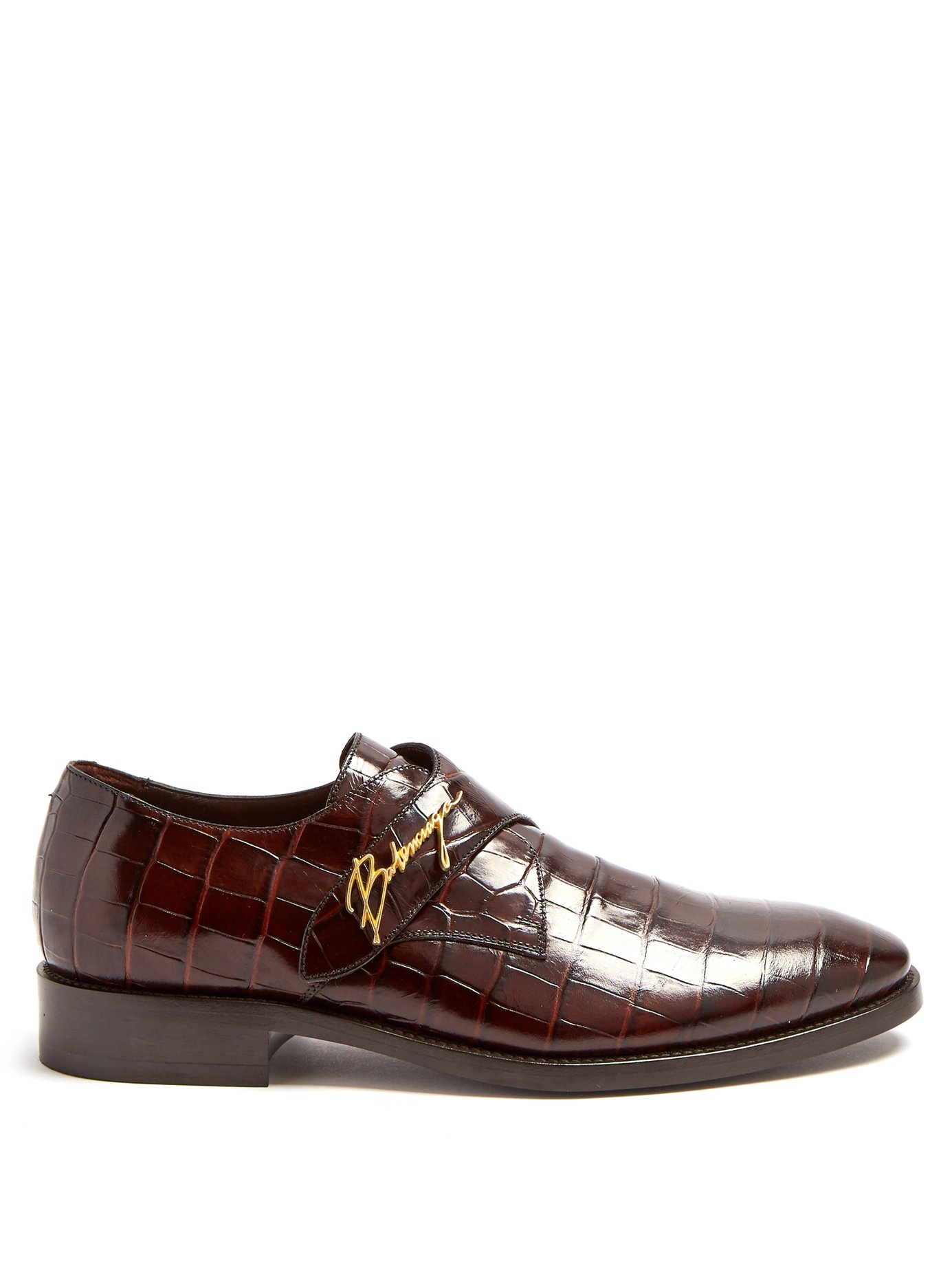 GIÀY BALENCIAGA Crocodile-effect leather derby shoes