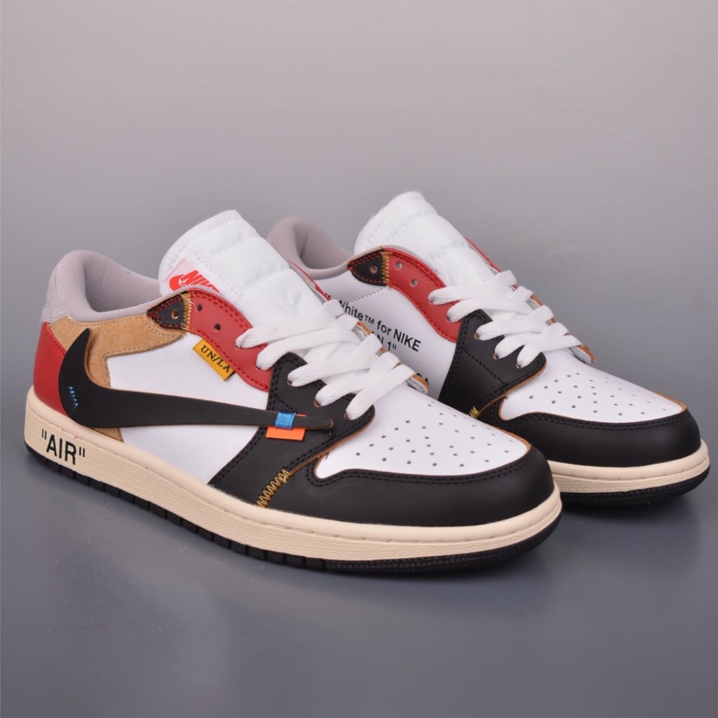 GIÀY OFF WHITE X TRAVIS SCOTT X UNION LA X AIR JORDAN 1 LOW ĐEN TRẮNG ĐỎ TOP QUALITY SHOES AAA