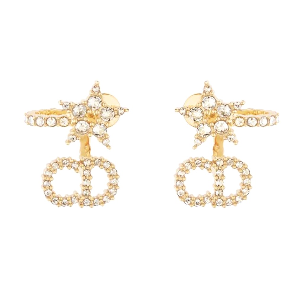 Bông tai Dior Women Clair D Lune Earrings Gold-Finish Metal and White Crystals