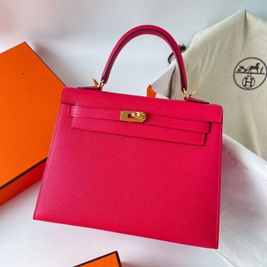 Túi Hermes Kelly Epsom Rose Pink Gold Hardware Handmade khâu tay 25cm