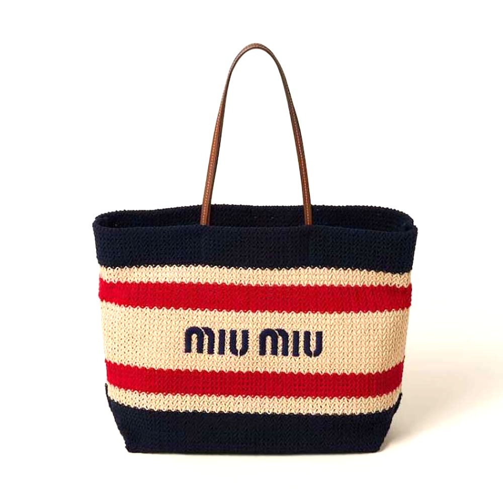 TÚI Miu Miu Women Woven Fabric Tote Bag-Black