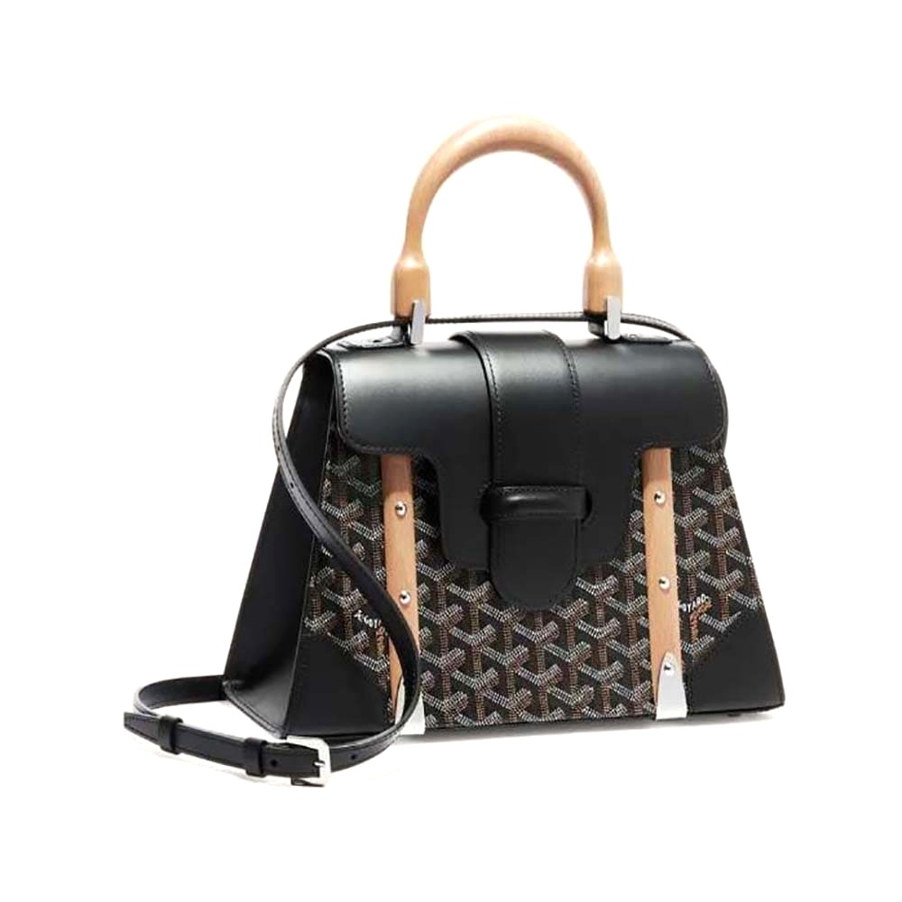 TÚI Goyard Women Sac Saïgon PM in Toile Goyardine & Clamecy Calfskin-Black