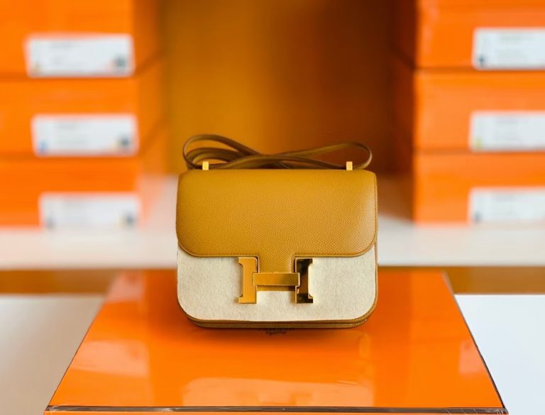 Túi Hermes Constance Epsom Sesame yellow Gold Hardware Handmade khâu tay 18cm