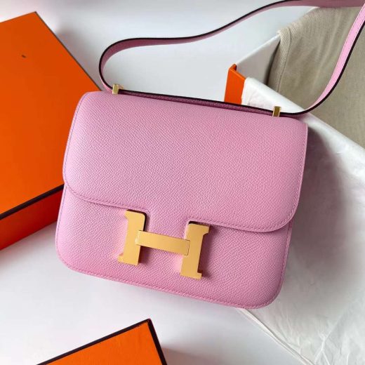 Túi Hermes Constance Epsom mallow purple Gold Hardware Handmade khâu tay 18cm
