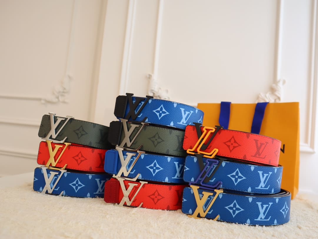 DÂY LƯNG LOUIS VUITTON BROWN SKY BLUE MONOGRAM LEATHER Khóa bạc