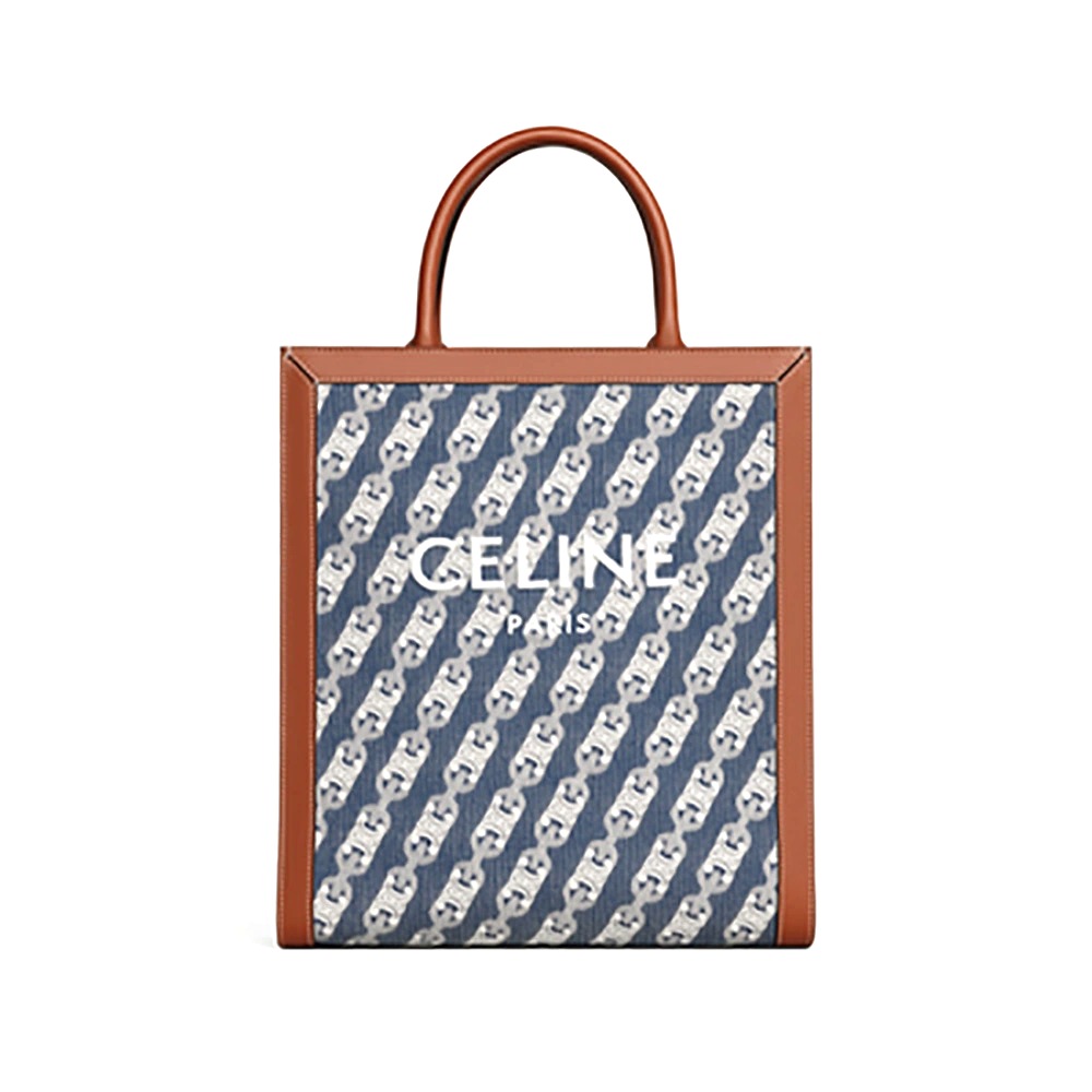 TÚI Celine Women Small Vertical Cabas Celine in Maillon Triomphe Jacquard and Calfskin