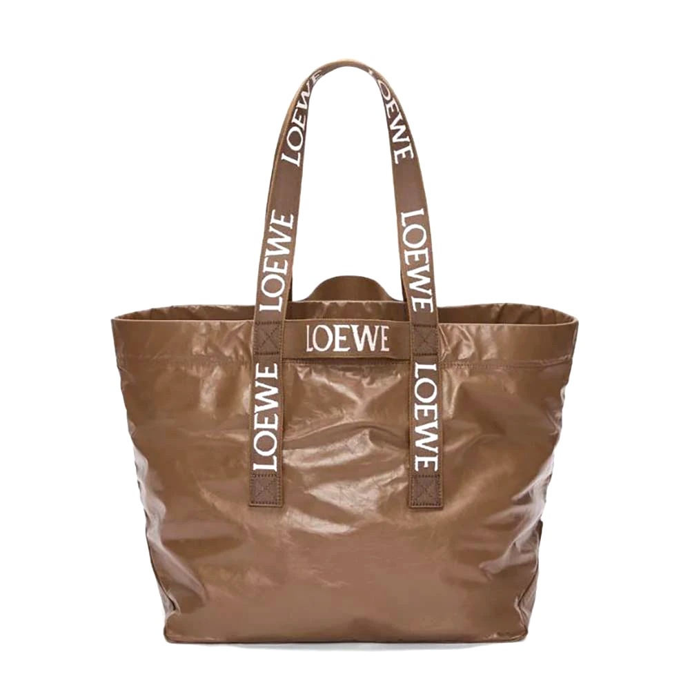 TÚI Loewe Unisex Fold Shopper in Paper Calfskin-Brown