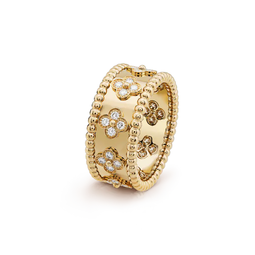 NHẪN VAN CLEEF & ARPELS PERLE'E CLOVERS DIAMOND 18K YELLOW GOLD