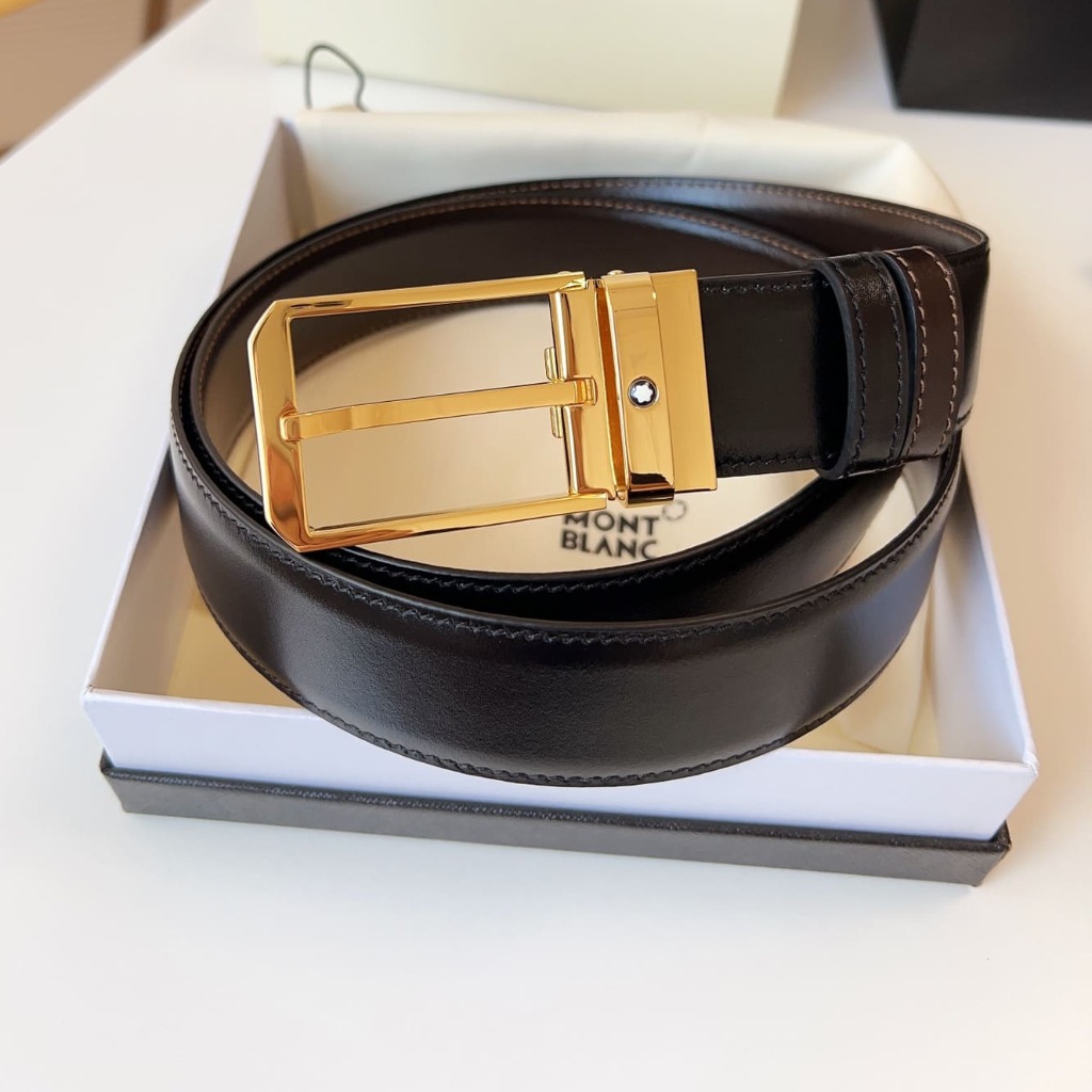 DÂY LƯNG MONTBLANC CALFSKIN LEATHER Belt Khóa vàng