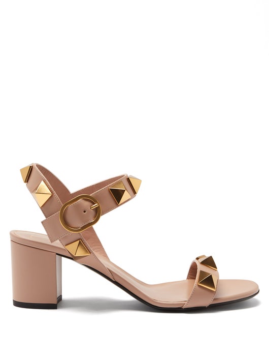 GIÀY VALENTINO GARAVANI Roman Stud block-heel leather sandals