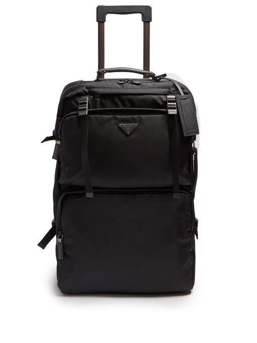 VALI DU LỊCH PRADA Multi-pocket nylon and leather suitcase