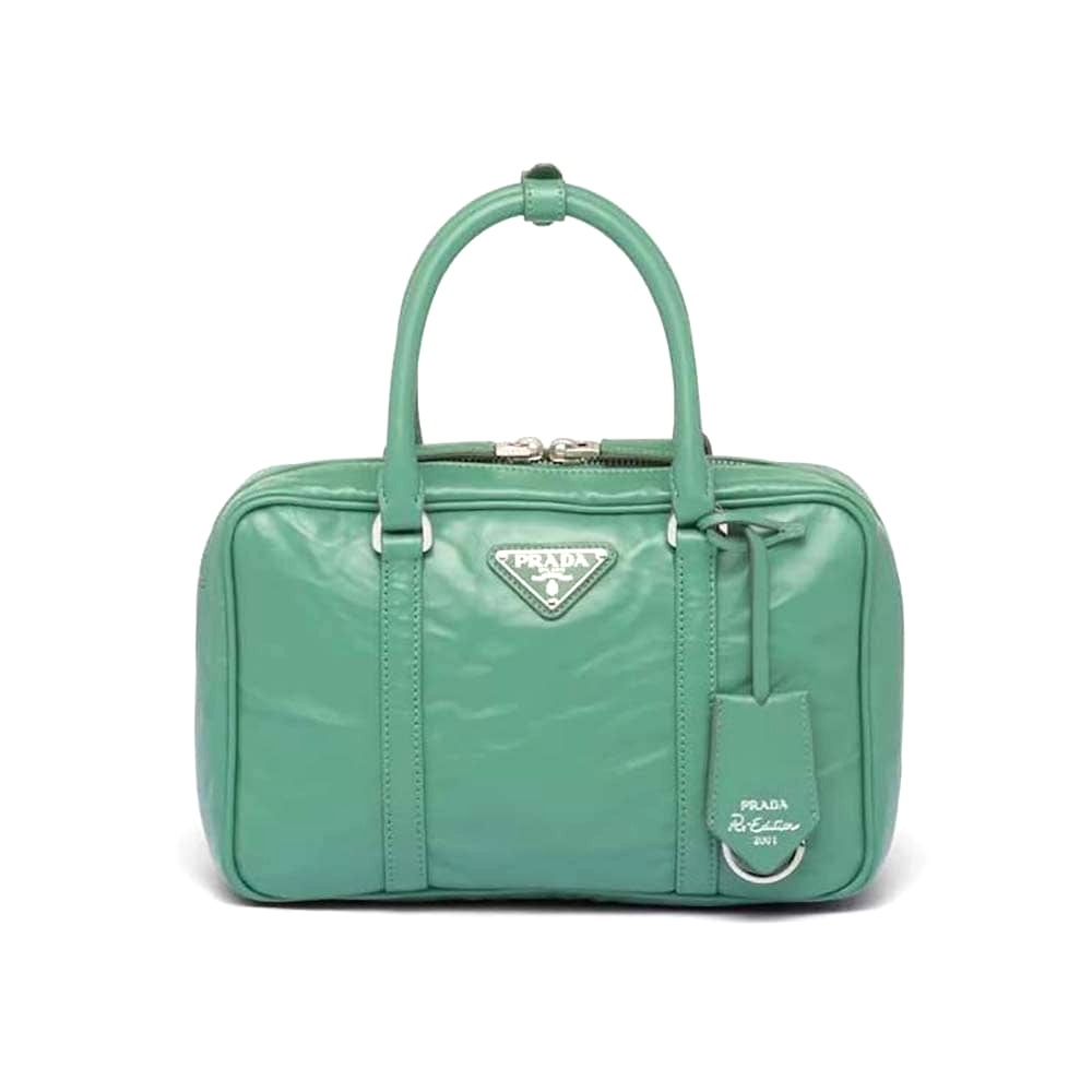TÚI Prada Women Medium Antique Nappa Leather Top Handle Bag-Green
