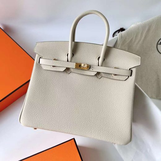 Túi Hermes Birkin Togo Creamy White Gold Hardware Handmade khâu tay 25cm