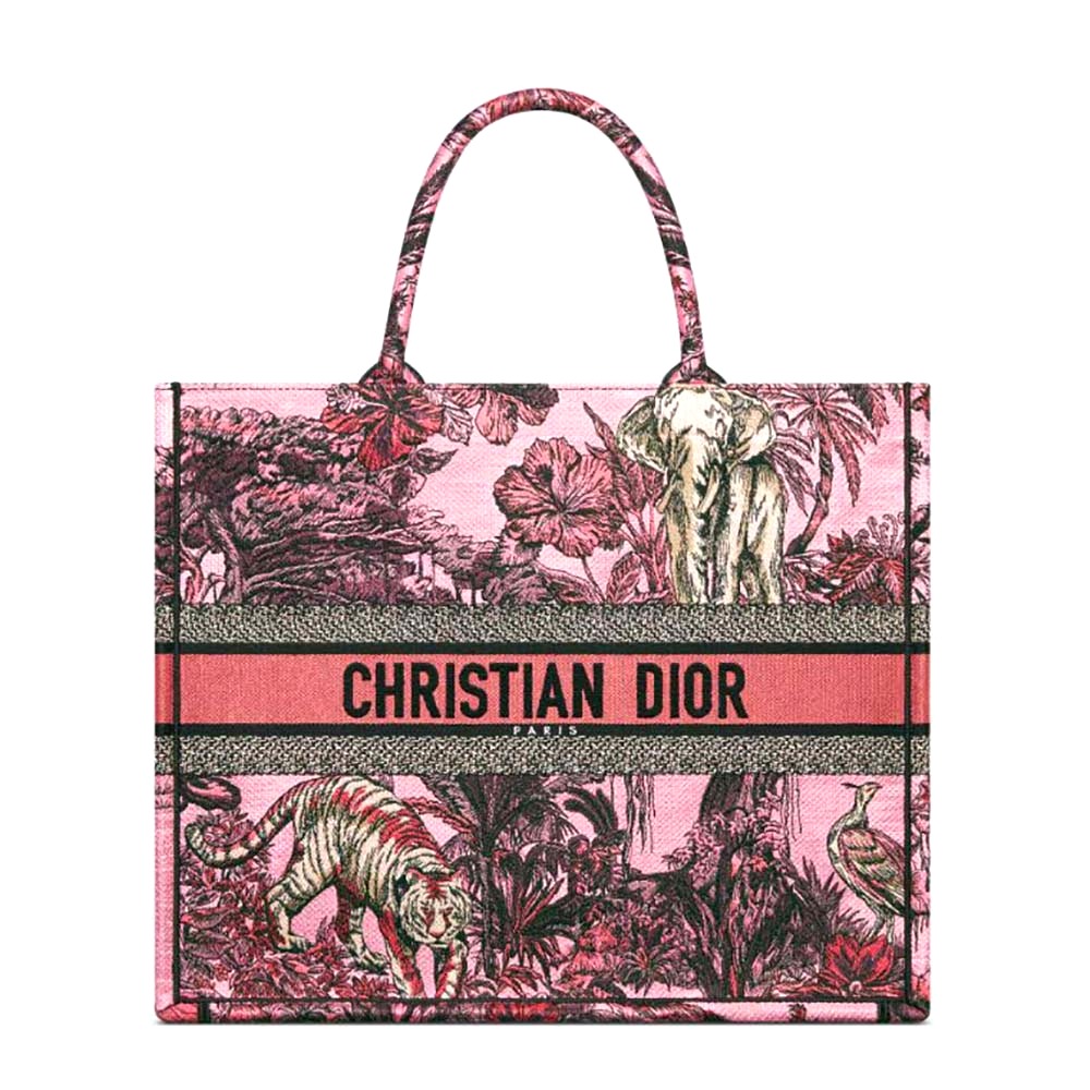 TÚI Dior Women Large Dior Book Tote Pink Multicolor Toile de Jouy Voyage Embroidery