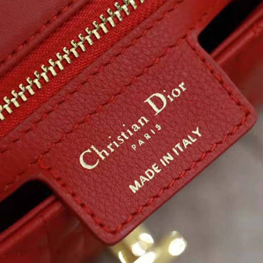 TÚI Dior Women Small Dior Caro Bag Supple Cannage Calfskin-Red Top Quality