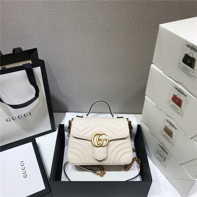 TÚI Gucci GG marmont mini top handle bag white Top Quality