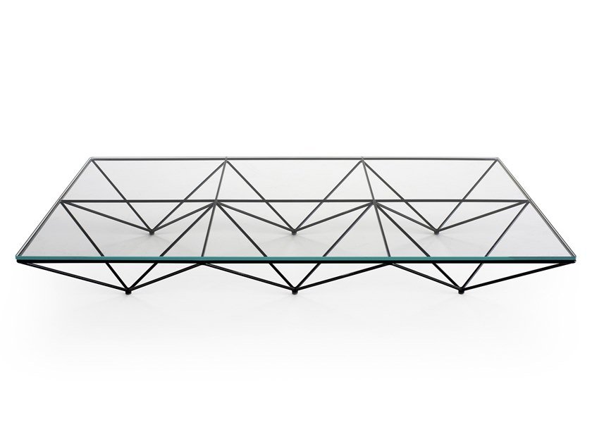 BÀN TRÀ ITALIA Rectangular glass and steel coffee table