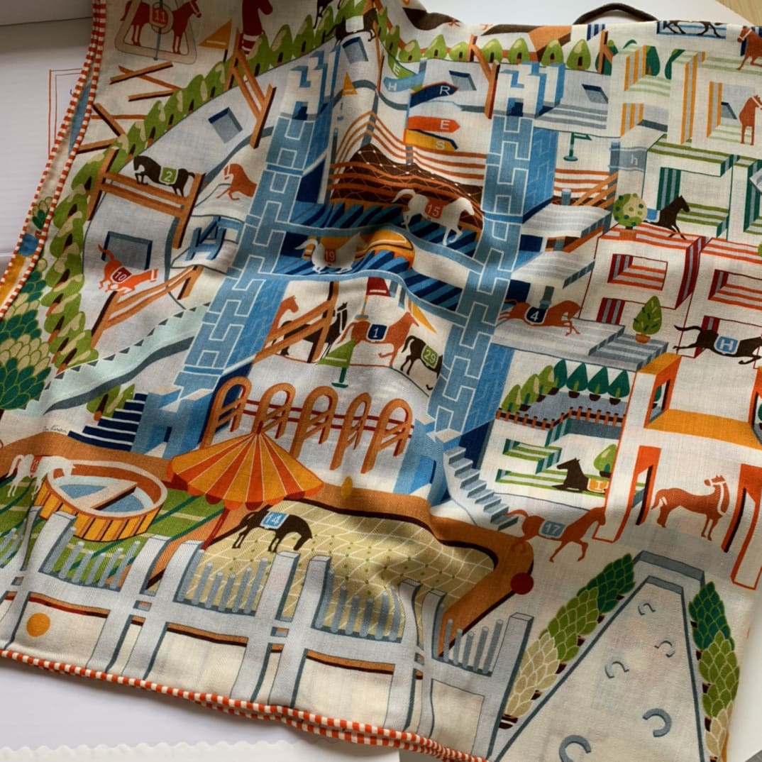 KHĂN HERMES H Family cashmere scarf