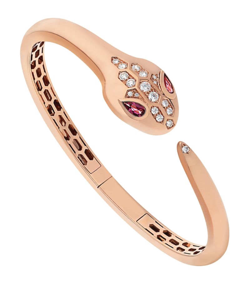 Vòng tay BVLGARI Rose Gold And Diamond Serpenti Bracelet vàng hồng 18K