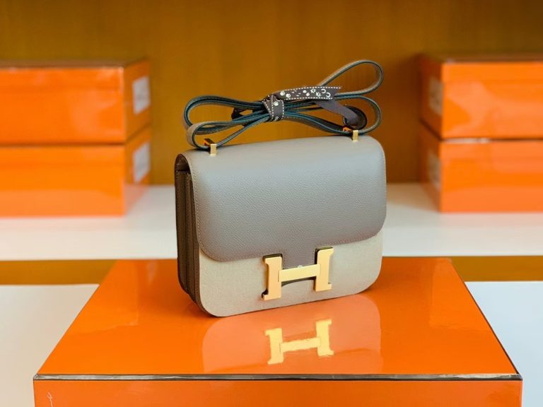 Túi Hermes Constance Epsom Griss Asphalte Gold Hardware Handmade khâu tay 18cm
