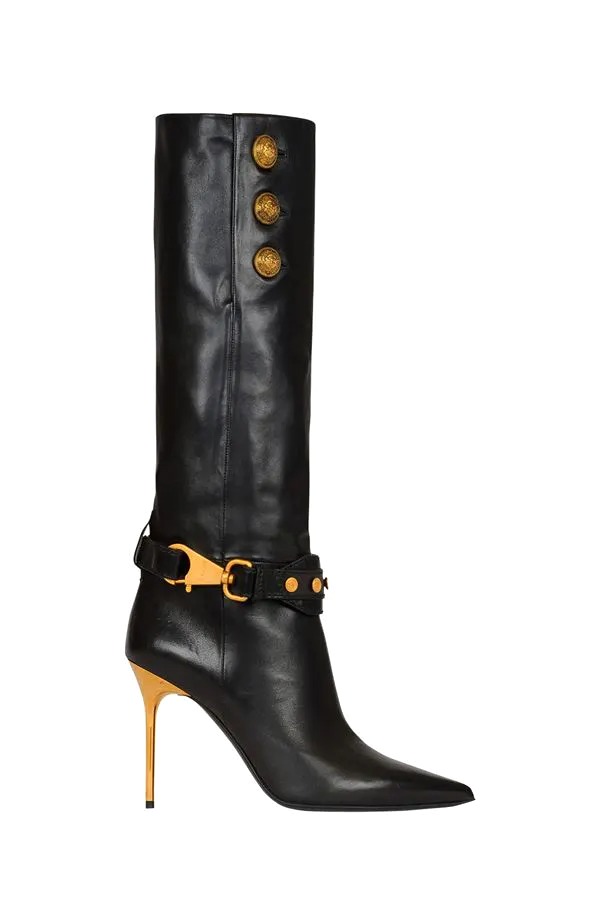 GIÀY BALMAIN Black leather Robin boots
