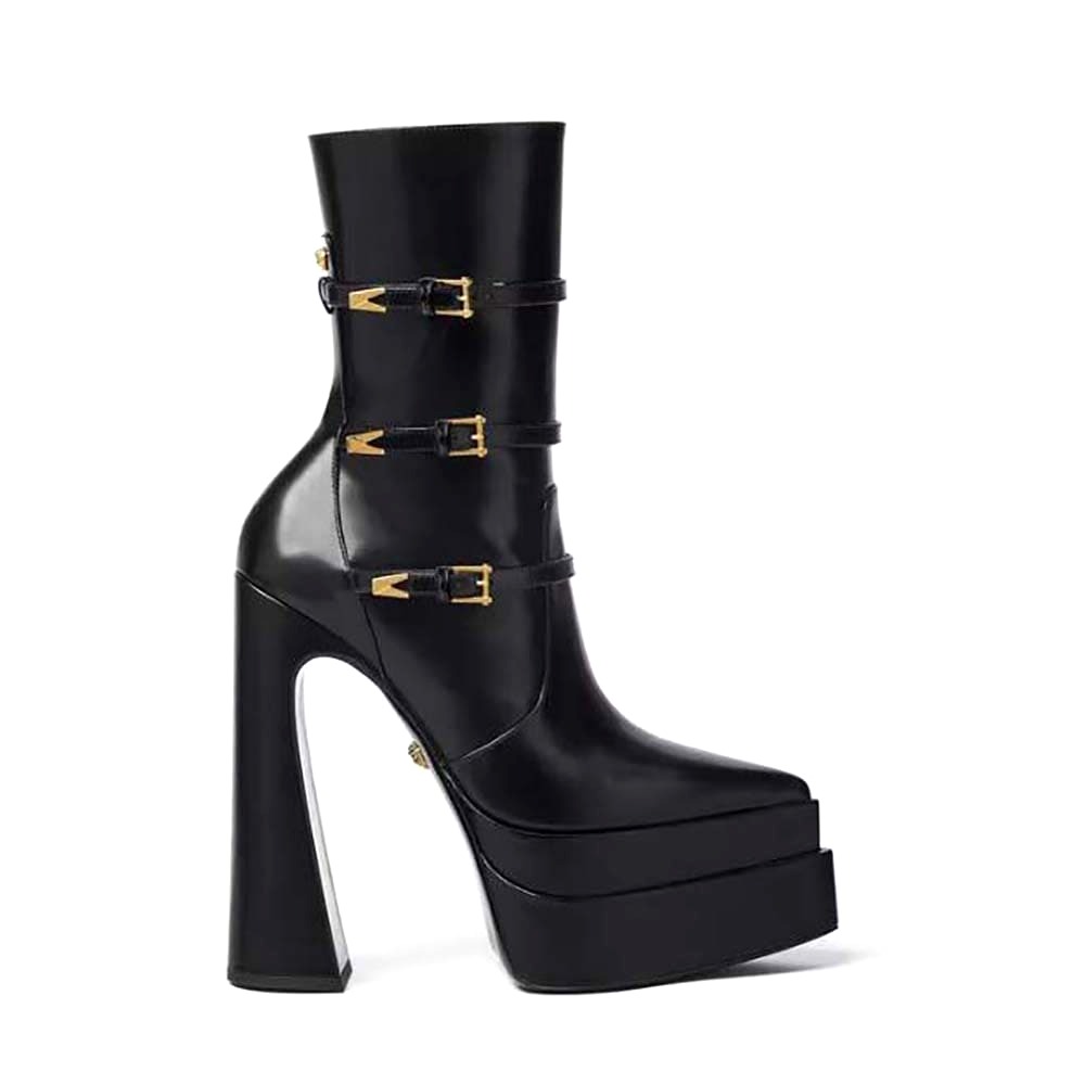 GIÀY Versace Women Aevitas Pointy Platform Boots-Black