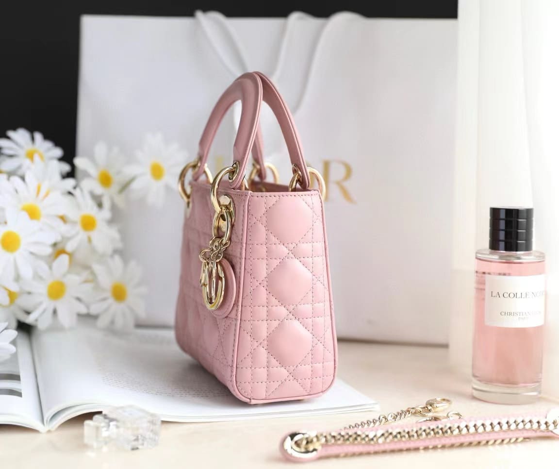 TÚI CHRISTIAN DIOR Women Micro Lady Dior Bag Pink Cannage Lambskin
