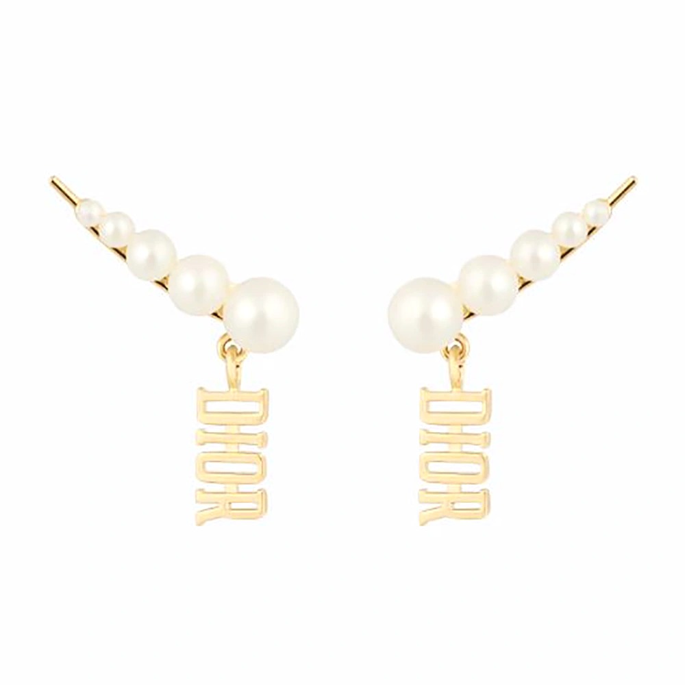 Bông tai Dior Women Diorevolution Earrings Gold-Finish Metal and White Resin Pearls
