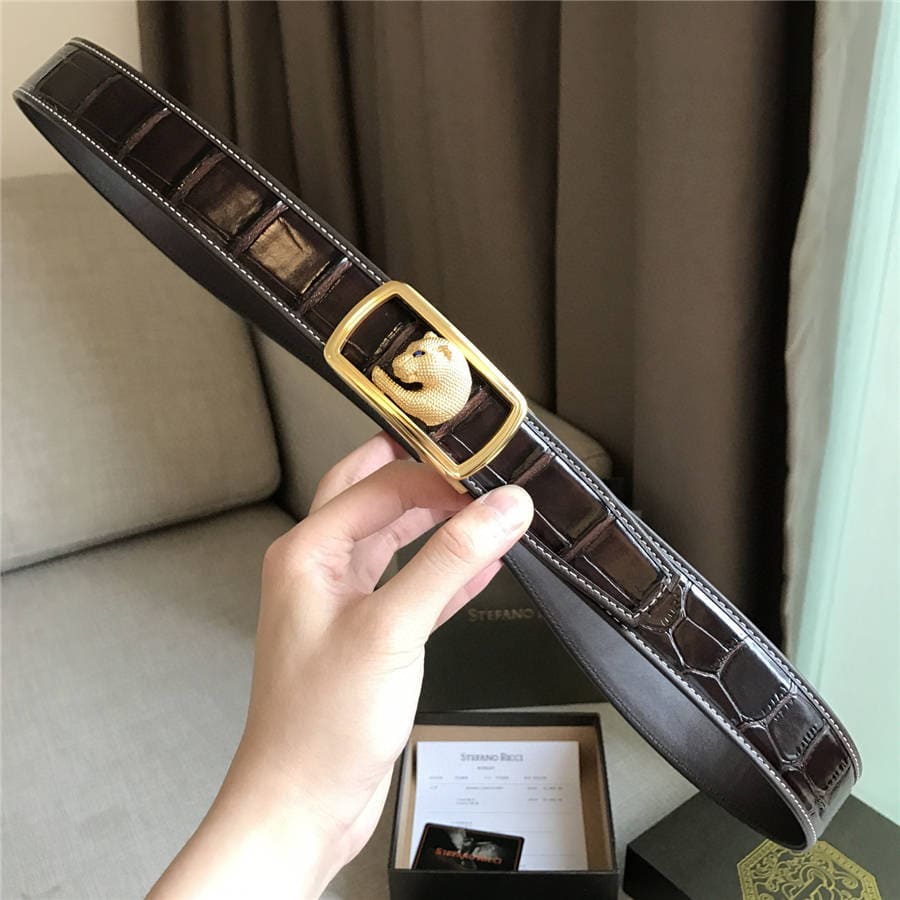 DÂY LƯNG STEFANO RICCI CROCODILE LEATHER DA CÁ SẤU Belt Khóa bạc