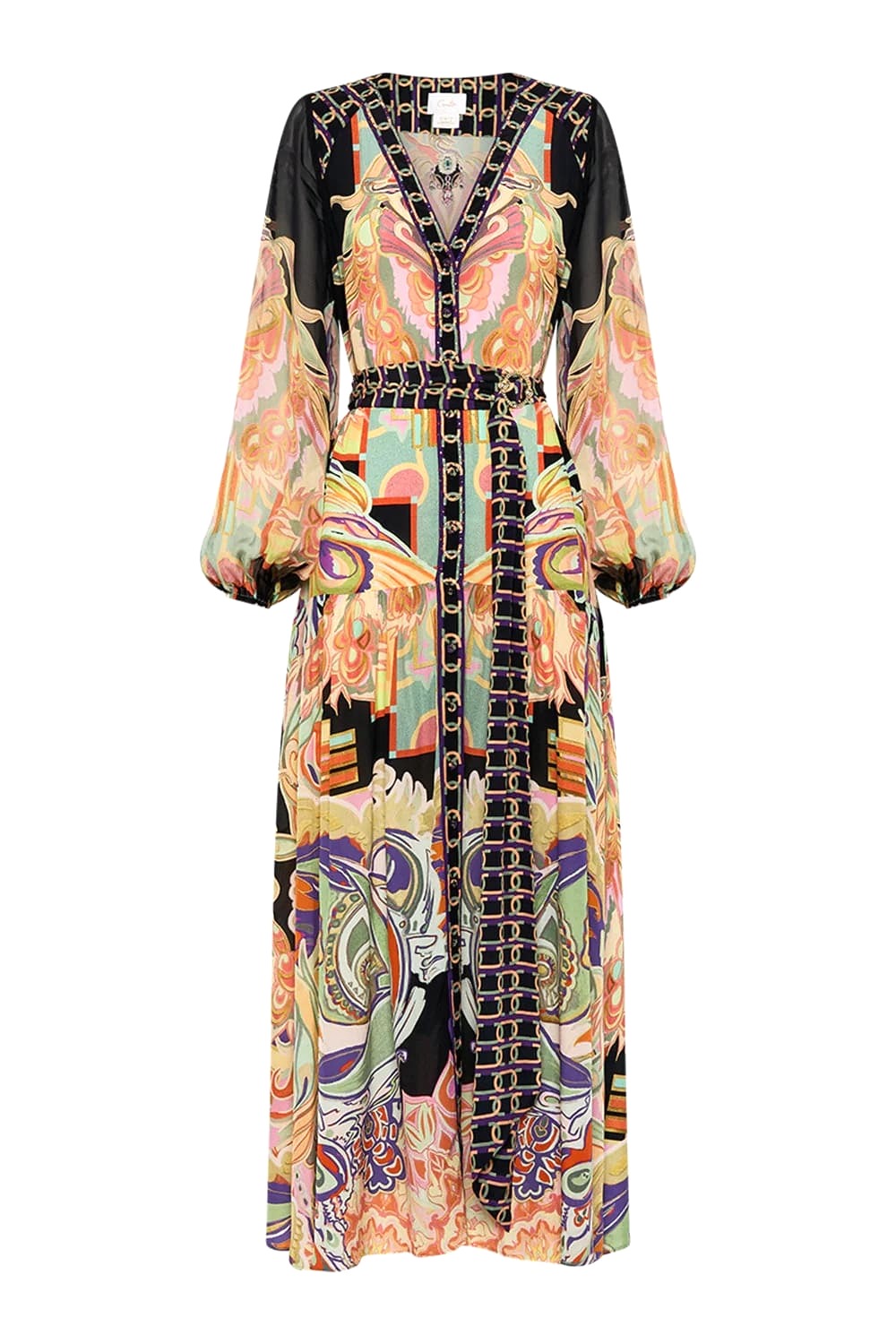 VÁY CAMILLA Silk Embellished V-Neck Maxi Dress High Classy