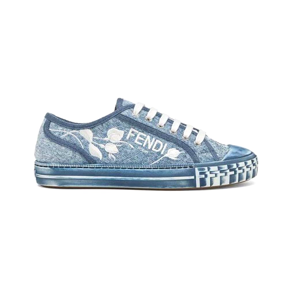 GIÀY FENDI Domino Light Blue Denim Low Tops