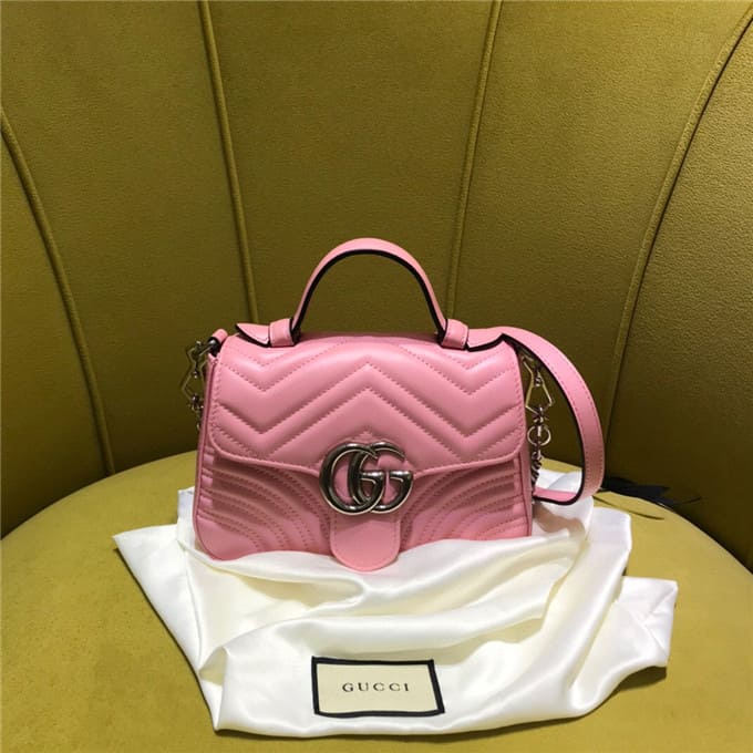 TÚI Gucci GG marmont mini top handle bag pink Top Quality