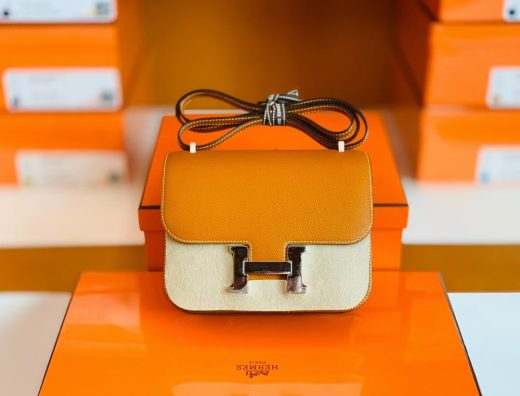 Túi Hermes Constance Epsom Golden Silver Hardware Handmade khâu tay 18cm