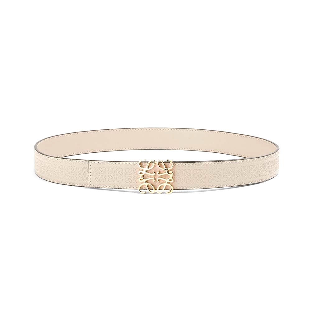 DÂY LƯNG Loewe Women Anagram Belt in Silk Calfskin-White