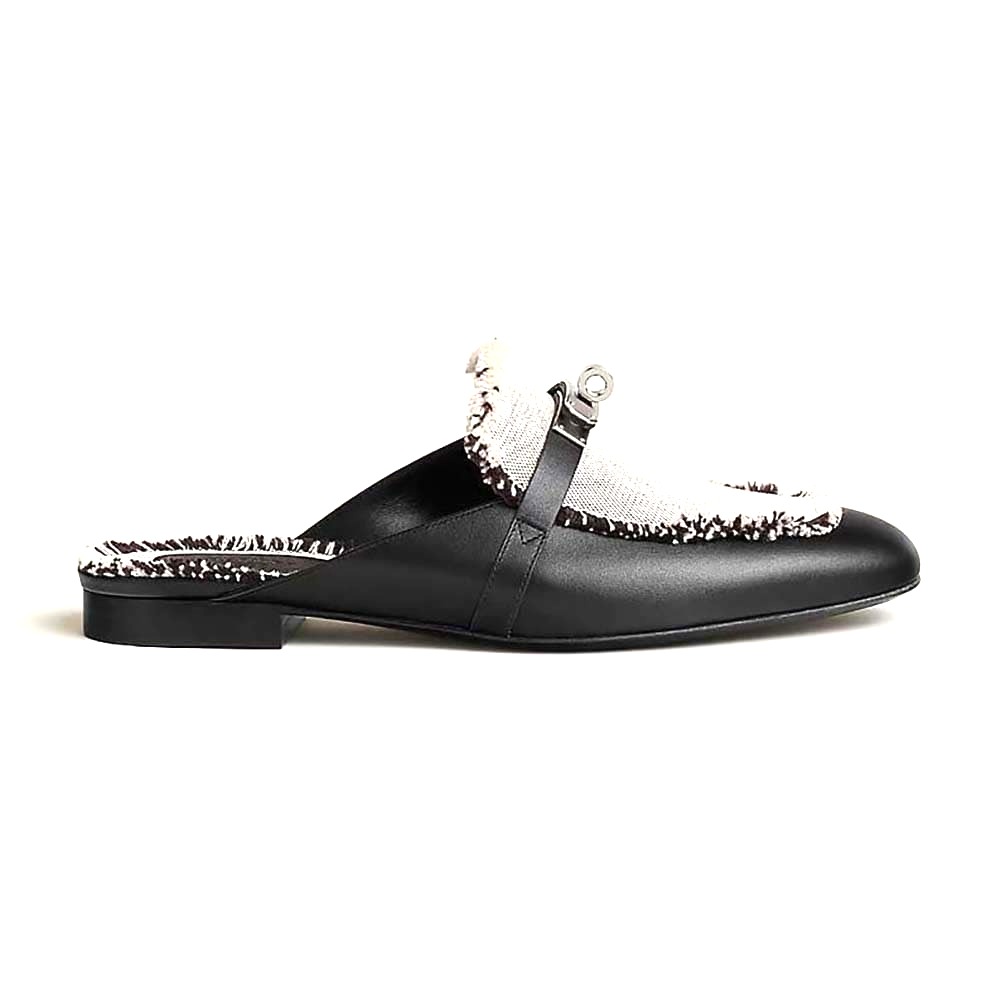 GIÀY Hermes Women OZ Mule in Calfskin Leather-Black